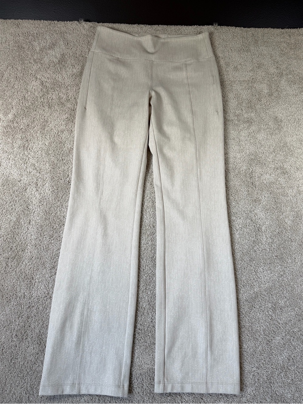 Athleta Delancey Herringbone Flare Pants Ivory And Taupe Women’s Small